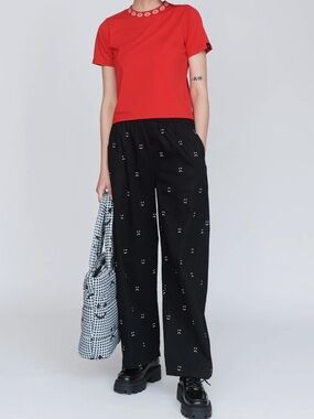 Lazy Oaf Happy Sad Print Pull on Trousers